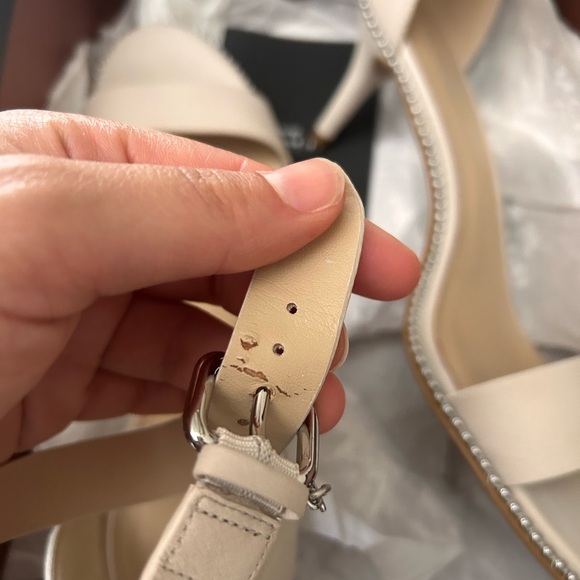 For @kinneya-New Coach Maude Chalk/Beige Soft Milled Leather Heel Sandals Size 9 - Picture 9 of 10